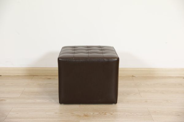 Leather Square Ottoman - Black Walnut collection