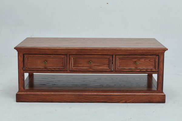 American Oak Coffee Table with Drawers & Shelf - American Oak collection