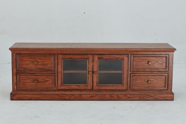 American Oak TV Stand with Glass Doors - American Oak collection